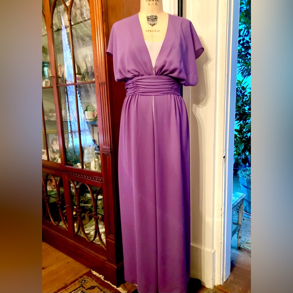 Full length gown. Size 6 soft plum, color.
